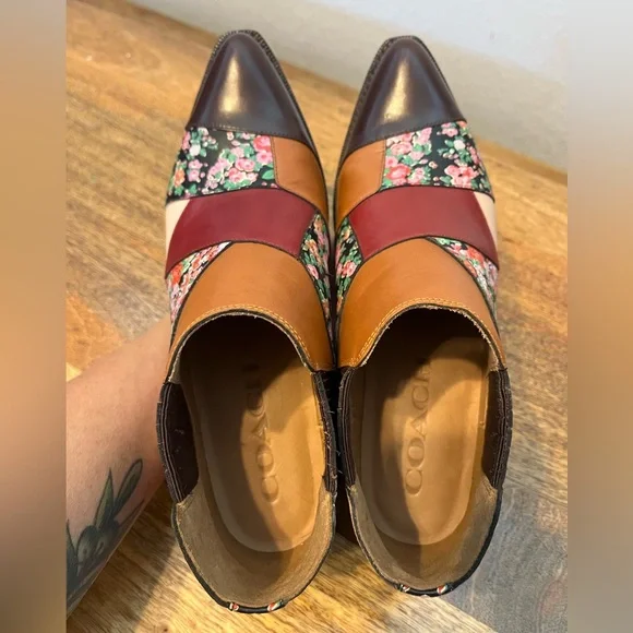 Coach Women's Patchwork Ankle Boots - Brown, Red, Floral - Picture 3 of 11